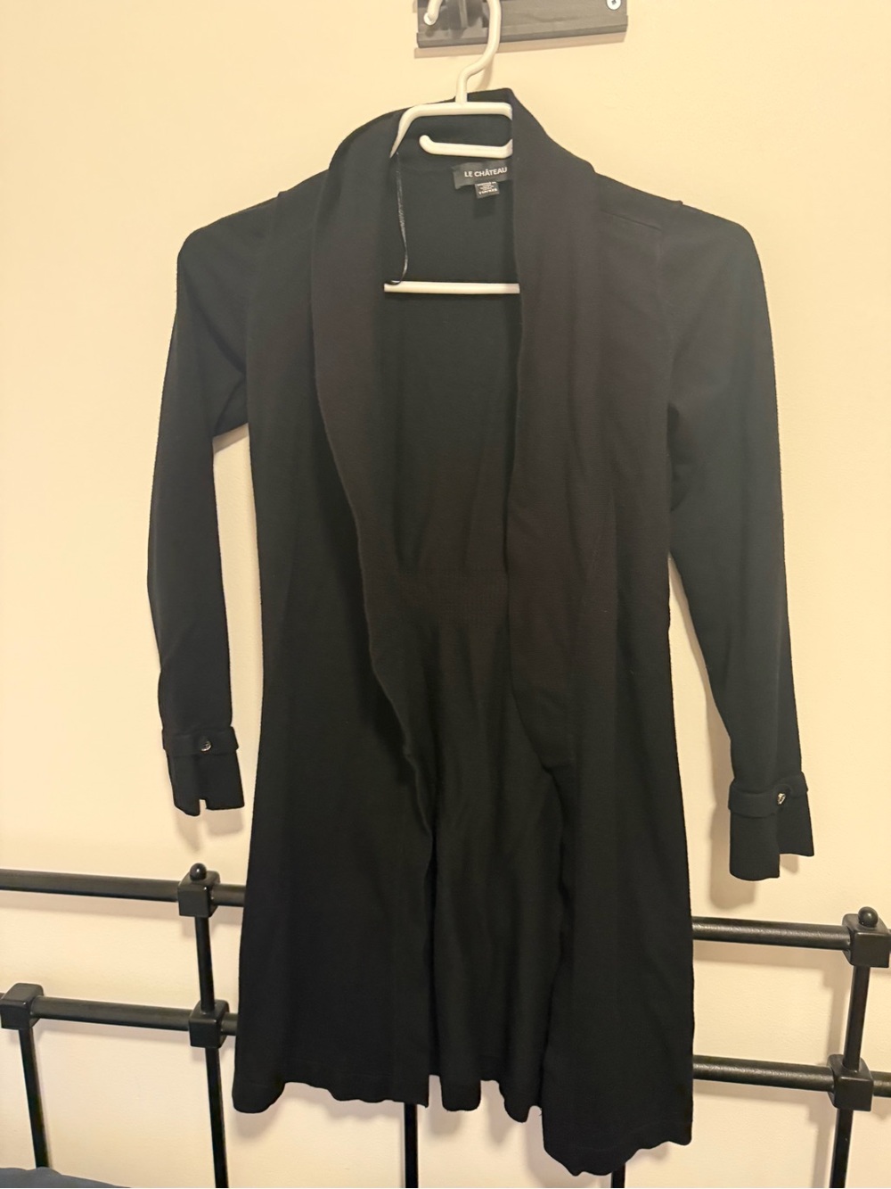 le chateau Black Open-Front Long Trench Cardigan